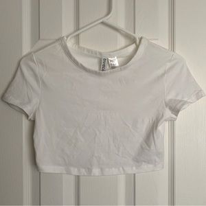 H&M Fitted Basic Cropped White T-Shirt | Women’s US Size S/P